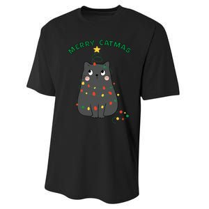 Christmas Cat Merry Catmas Christmas Performance Sprint T-Shirt