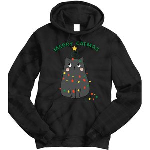 Christmas Cat Merry Catmas Christmas Tie Dye Hoodie