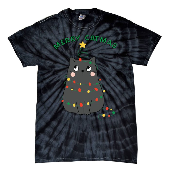 Christmas Cat Merry Catmas Christmas Tie-Dye T-Shirt