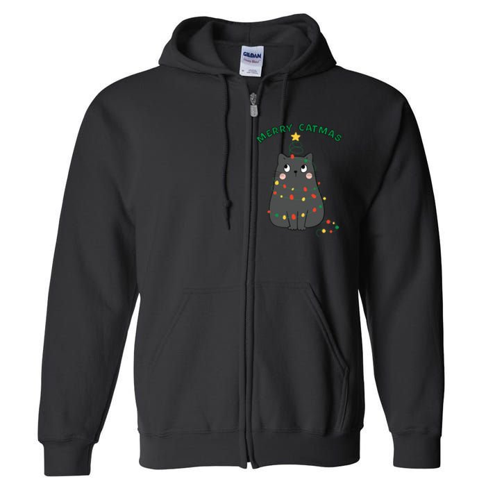 Christmas Cat Merry Catmas Christmas Full Zip Hoodie