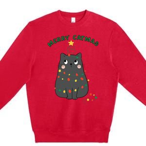 Christmas Cat Merry Catmas Christmas Premium Crewneck Sweatshirt