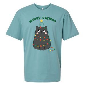 Christmas Cat Merry Catmas Christmas Sueded Cloud Jersey T-Shirt