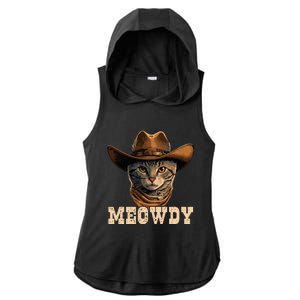 Cowboy Cat Meowdy Ladies PosiCharge Tri-Blend Wicking Draft Hoodie Tank