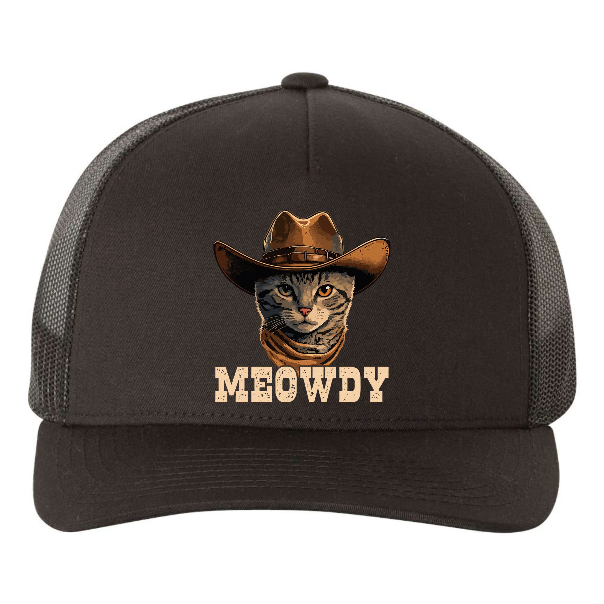 Cowboy Cat Meowdy Yupoong Adult 5-Panel Trucker Hat