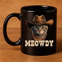 Cowboy Cat Meowdy 11oz C Handle Ceramic Mug