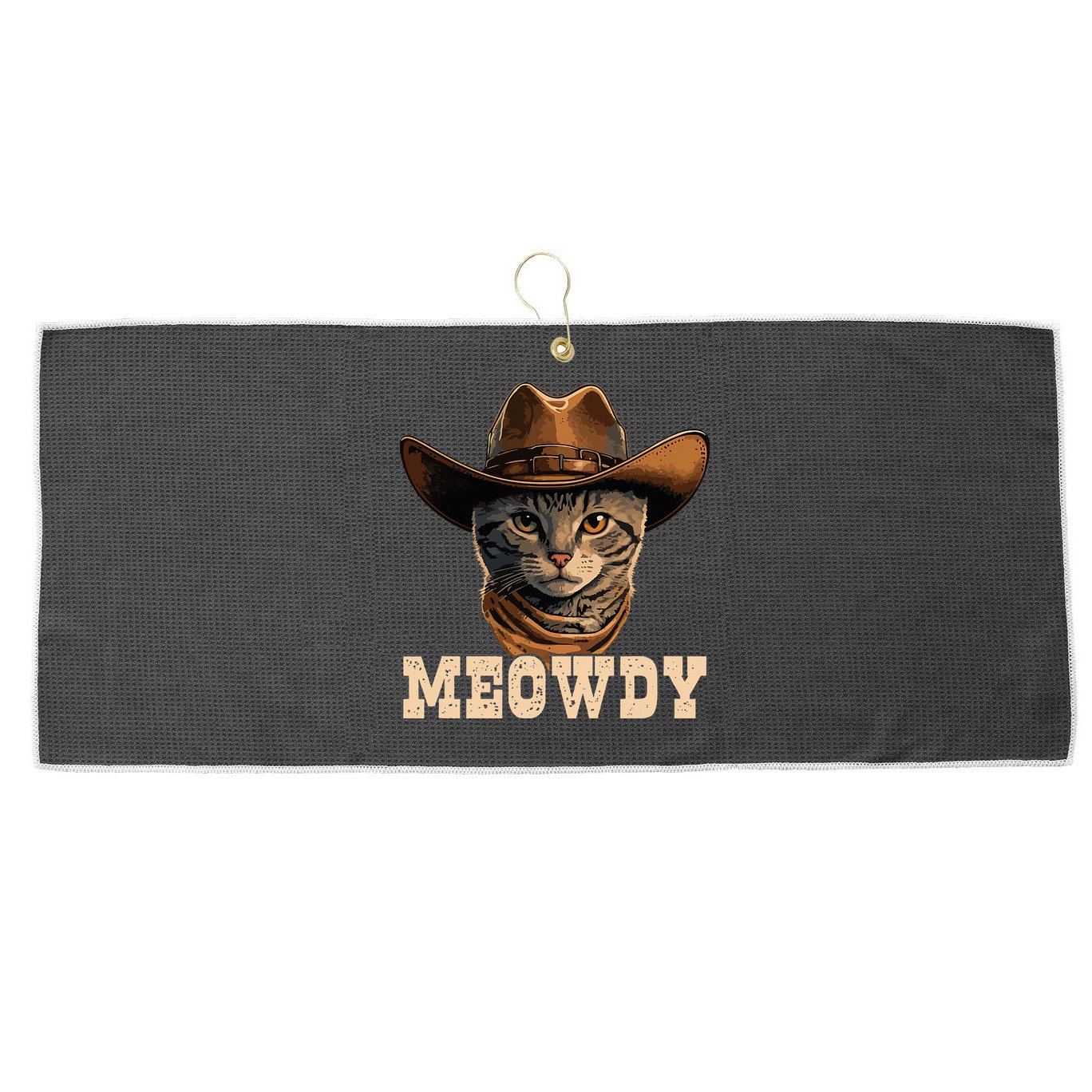 Cowboy Cat Meowdy Large Microfiber Waffle Golf Towel
