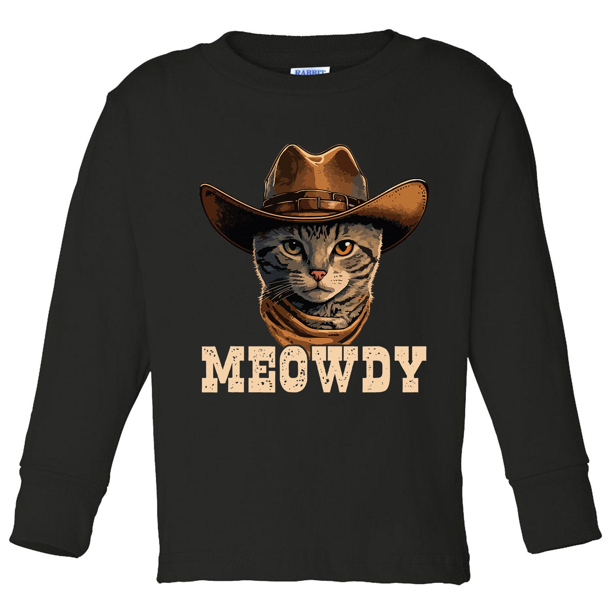 Cowboy Cat Meowdy Toddler Long Sleeve Shirt