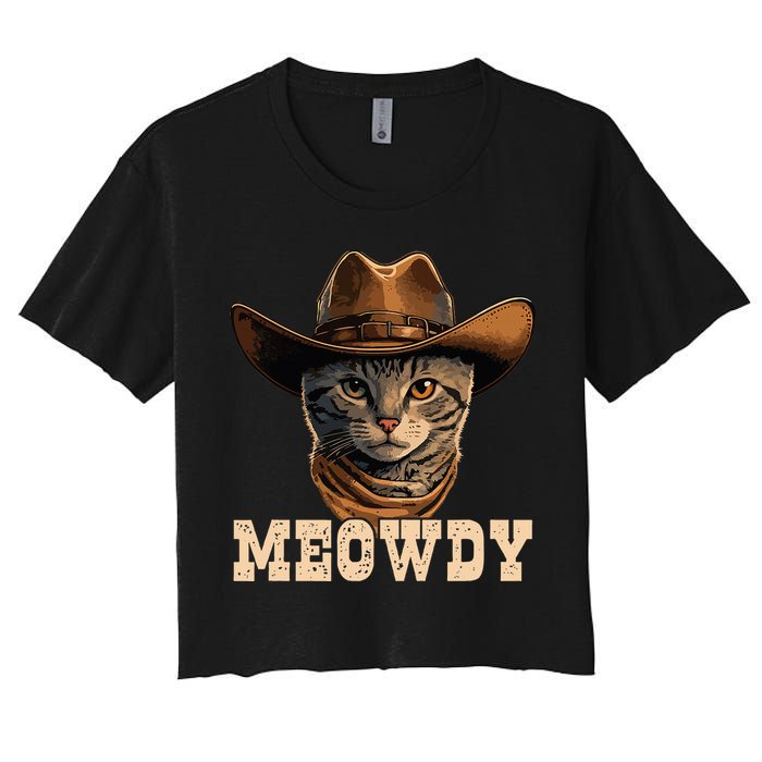 Cowboy Cat Meowdy Women's Crop Top Tee