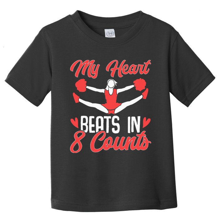 Cheerleader Cheerleading My Heart Beats in 8 Counts Toddler T-Shirt