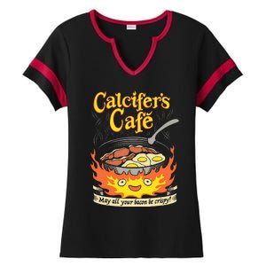 Calcifer's Cafe May All Your Bacon Eggs  Ladies Halftime Notch Neck Tee