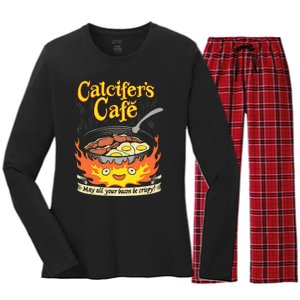 Calcifer's Cafe May All Your Bacon Eggs  Women's Long Sleeve Flannel Pajama Set 