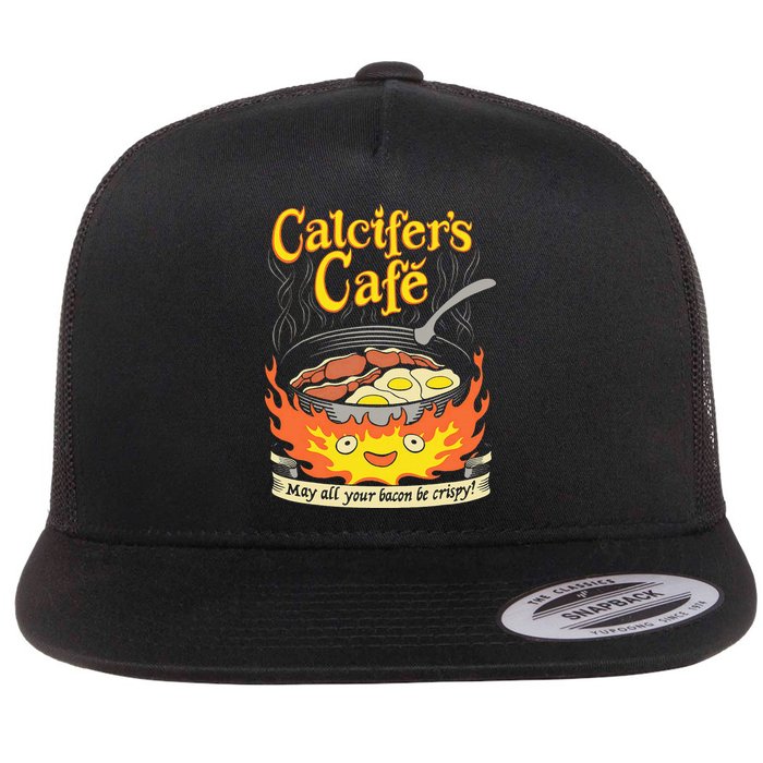 Calcifer's Cafe May All Your Bacon Eggs  Flat Bill Trucker Hat