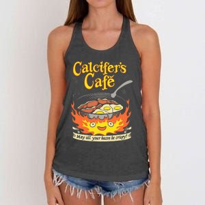 Calcifer's Cafe May All Your Bacon Eggs  Women's Knotted Racerback Tank