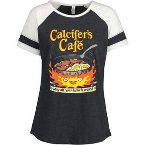 Calcifer's Cafe May All Your Bacon Eggs  Enza Ladies Jersey Colorblock Tee