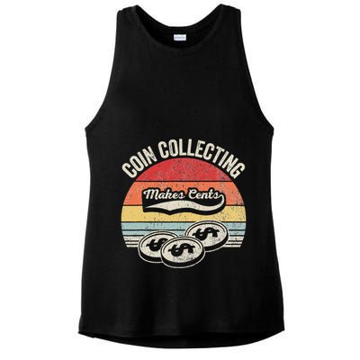 Coin Collecting Makes Cents Retro Style Ladies PosiCharge Tri-Blend Wicking Tank