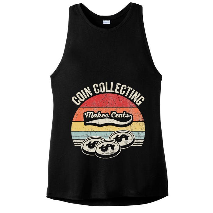 Coin Collecting Makes Cents Retro Style Ladies PosiCharge Tri-Blend Wicking Tank