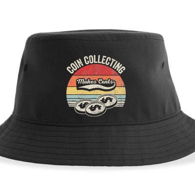 Coin Collecting Makes Cents Retro Style Sustainable Bucket Hat