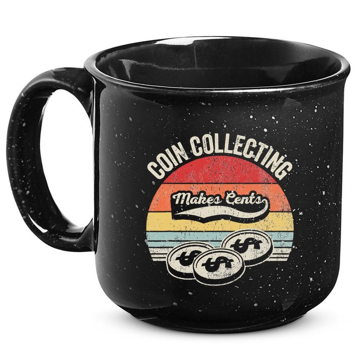 Coin Collecting Makes Cents Retro Style 15oz Campfire Ceramic Mug