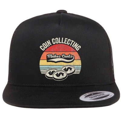 Coin Collecting Makes Cents Retro Style Flatbill Hat