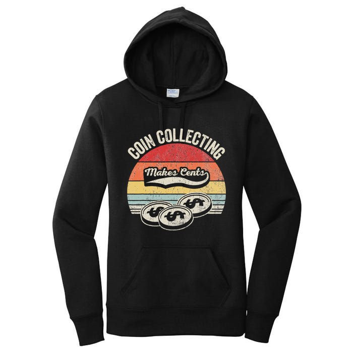 Coin Collecting Makes Cents Retro Style Women's Pullover Hoodie