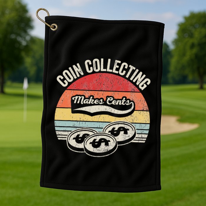 Coin Collecting Makes Cents Retro Style Golf Towel