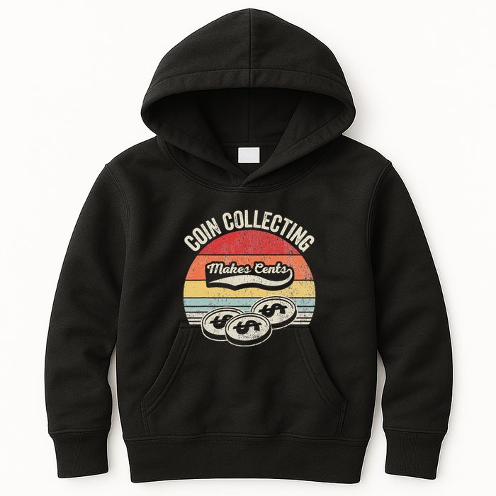 Coin Collecting Makes Cents Retro Style Kids Hoodie