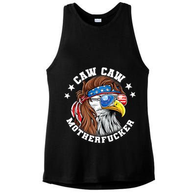 Caw Caw Motherfucker! Eagle Mullet 4th Of July Patriotic Design Ladies PosiCharge Tri-Blend Wicking Tank