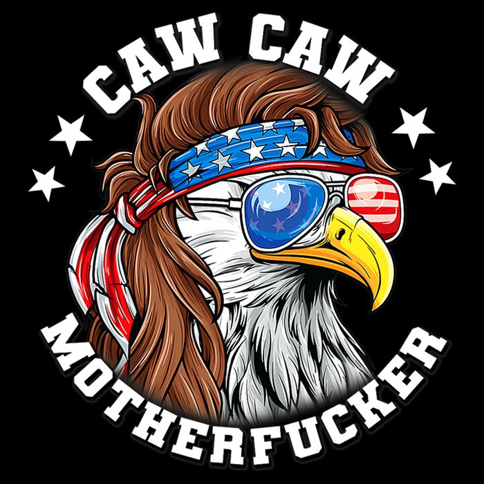 Caw Caw Motherfucker! Eagle Mullet 4th Of July Patriotic Design Flexfit Unipanel Trucker Cap