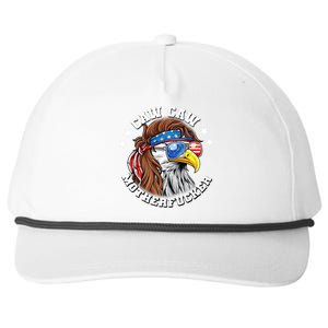 Caw Caw Motherfucker! Eagle Mullet 4th Of July Patriotic Design Snapback Five-Panel Rope Hat