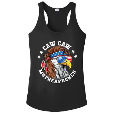 Caw Caw Motherfucker! Eagle Mullet 4th Of July Patriotic Design Ladies PosiCharge Competitor Racerback Tank