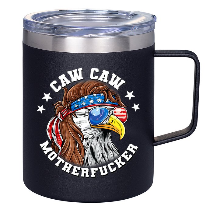 Caw Caw Motherfucker! Eagle Mullet 4th Of July Patriotic Design 12oz Stainless Steel Coffee Mug