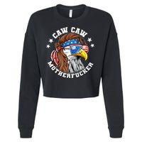 Caw Caw Motherfucker! Eagle Mullet 4th Of July Patriotic Design Cropped Pullover Crew