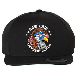 Caw Caw Motherfucker! Eagle Mullet 4th Of July Patriotic Design Wool Snapback Cap