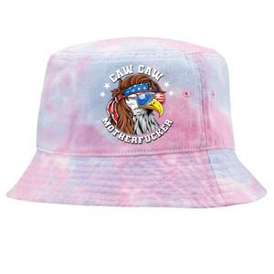 Caw Caw Motherfucker! Eagle Mullet 4th Of July Patriotic Design Tie-Dyed Bucket Hat