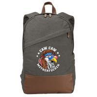 Caw Caw Motherfucker! Eagle Mullet 4th Of July Patriotic Design Cotton Canvas Backpack