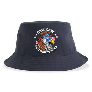 Caw Caw Motherfucker! Eagle Mullet 4th Of July Patriotic Design Sustainable Bucket Hat