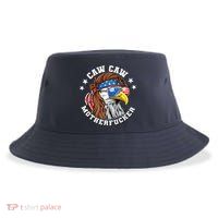 Caw Caw Motherfucker! Eagle Mullet 4th Of July Patriotic Design Sustainable Bucket Hat