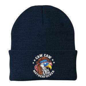 Caw Caw Motherfucker! Eagle Mullet 4th Of July Patriotic Design Knit Cap Winter Beanie