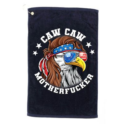 Caw Caw Motherfucker! Eagle Mullet 4th Of July Patriotic Design Golf Towel