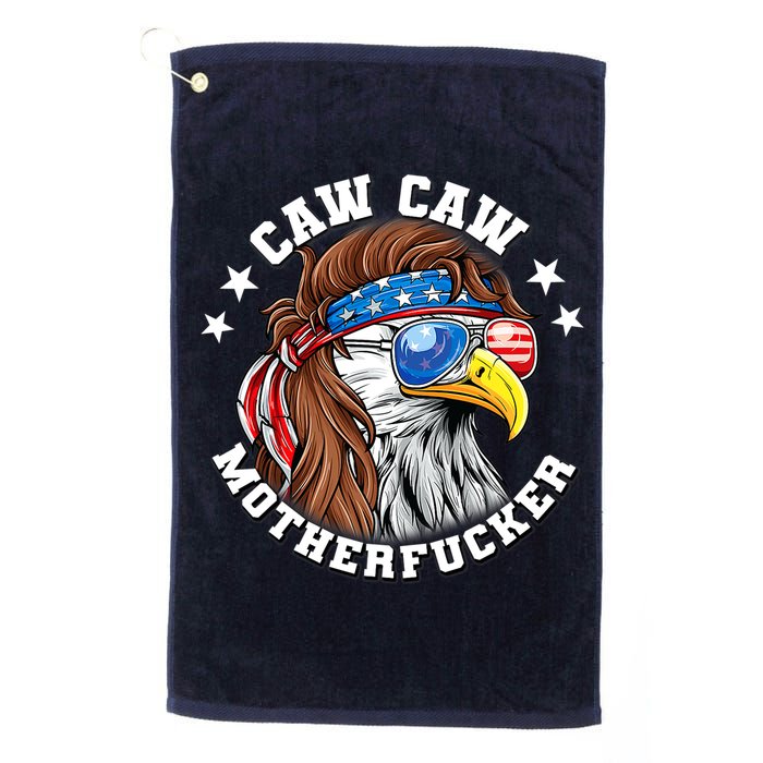 Caw Caw Motherfucker! Eagle Mullet 4th Of July Patriotic Design Golf Towel