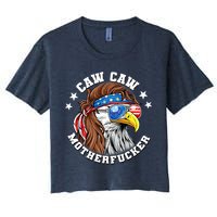Caw Caw Motherfucker! Eagle Mullet 4th Of July Patriotic Design Crop Top