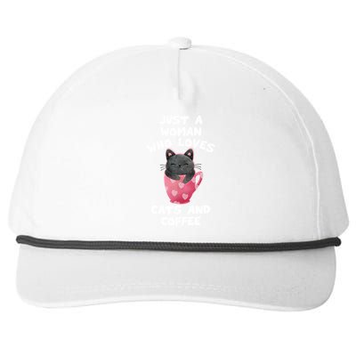 Cat Coffee Mug Just A Who Loves Cats And Coffee Gift Snapback Five-Panel Rope Hat