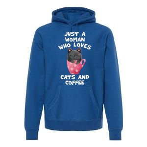 Cat Coffee Mug Just A Who Loves Cats And Coffee Gift Premium Hoodie