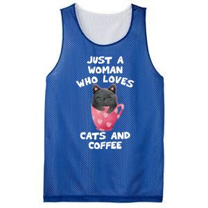 Cat Coffee Mug Just A Who Loves Cats And Coffee Gift Mesh Reversible Basketball Jersey Tank