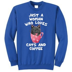 Cat Coffee Mug Just A Who Loves Cats And Coffee Gift Tall Sweatshirt