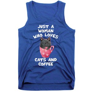 Cat Coffee Mug Just A Who Loves Cats And Coffee Gift Tank Top