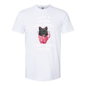 Cat Coffee Mug Just A Who Loves Cats And Coffee Gift Softstyle CVC T-Shirt