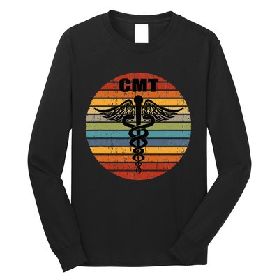 CMT Certified Massage Therapist Medical Caduceus Retro Gift Long Sleeve Shirt