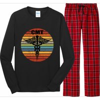 CMT Certified Massage Therapist Medical Caduceus Retro Gift Long Sleeve Pajama Set