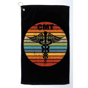 CMT Certified Massage Therapist Medical Caduceus Retro Gift Platinum Collection Golf Towel